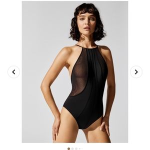 New Black & Nude High Neck Body Suit